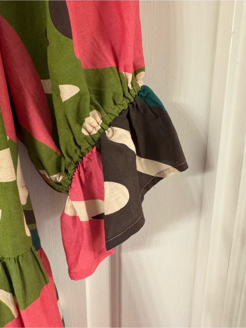 Velvet by Graham & Spencer Pink and Green Floral Tiered Dress - Picture 4 of 5